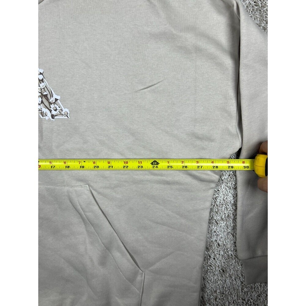 Adidas Floral Logo Hoodie 2XL Light Beige Fleece Pullover NWT - Picture 2 of 8